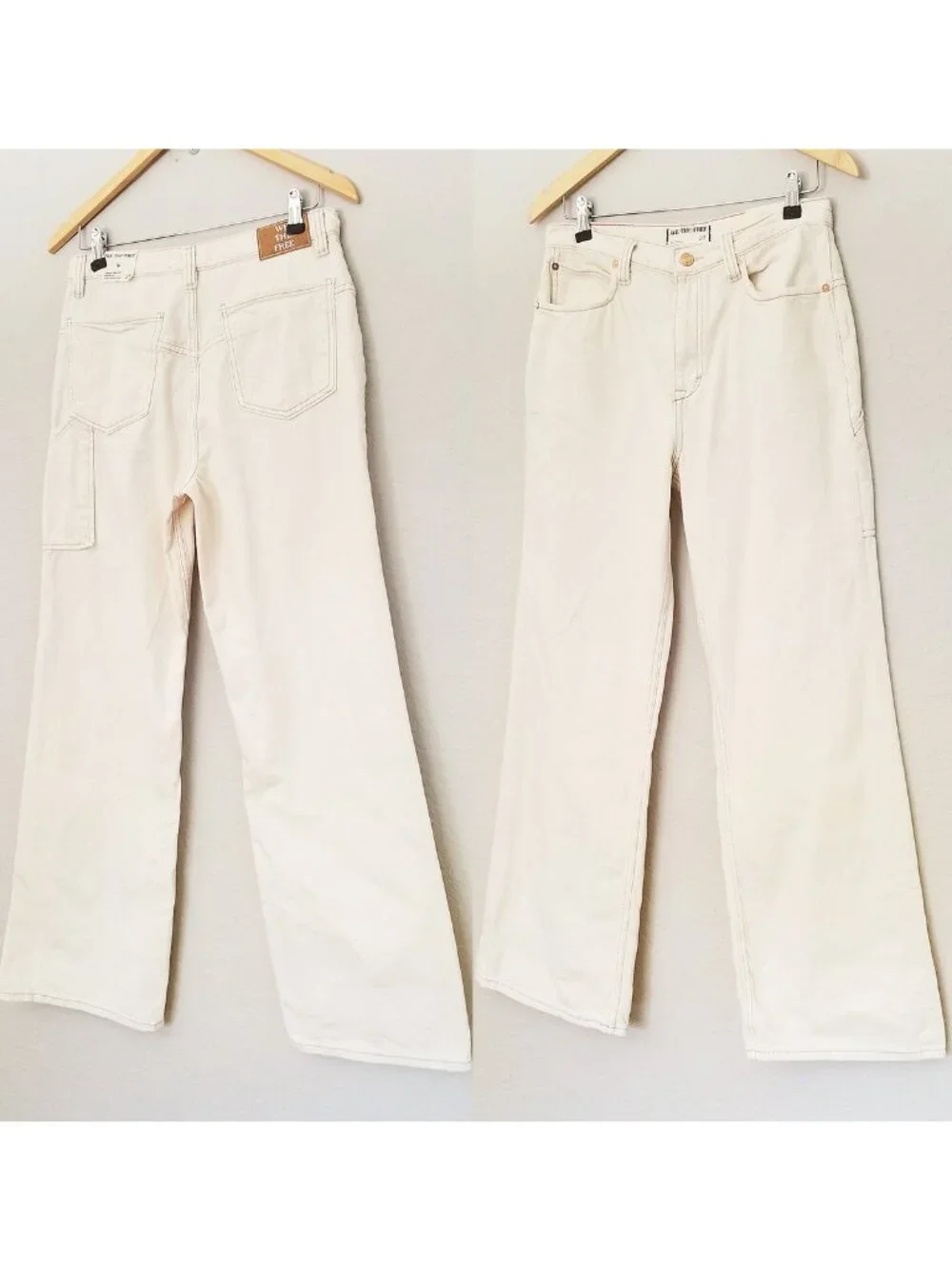 NEW Free People We The Free Tinsley Baggy Mid Rise Straight Leg Jean 29 Ecru $98